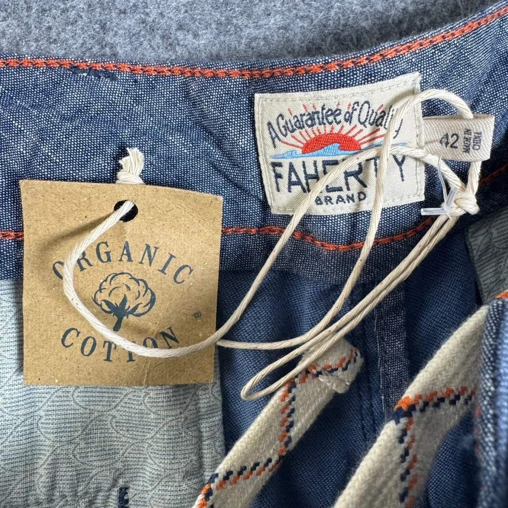 Faherty Tradewinds Shorts Mens 42 Blue Linen Organic Cotton 7.5 Inseam NWT